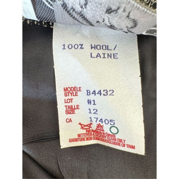 Conrad C Collection 100% wool 2 pc set blazer skirt  black white houndstooth L 1 - Picture 8 of 8